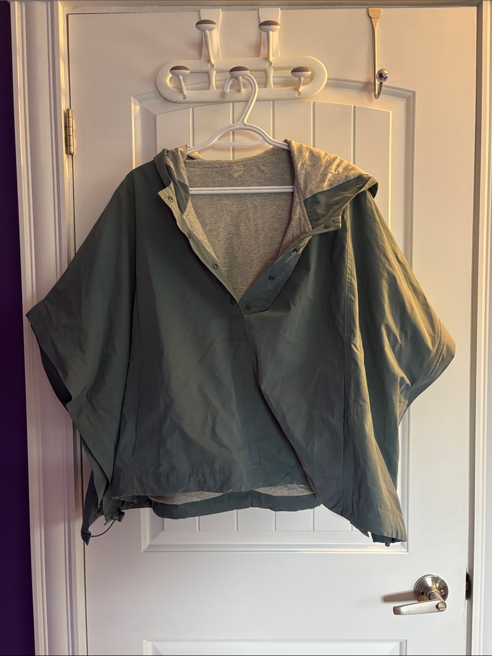 Olive Green Hooded Poncho Pullover Sweatshirt